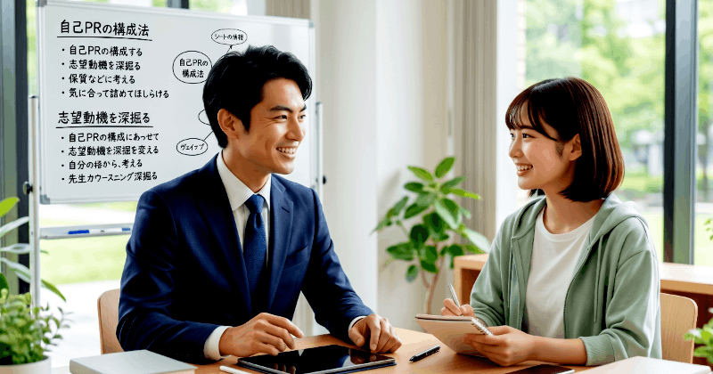 就活塾の講師から指導を受ける学生