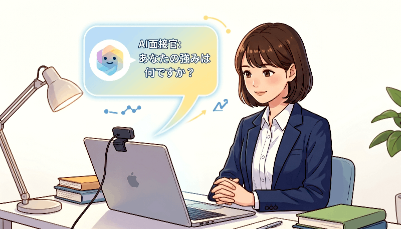 AI面接を受ける女子学生