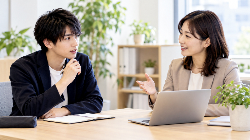 就活塾の無料相談でキャリアアドバイザーに相談する日本人学生